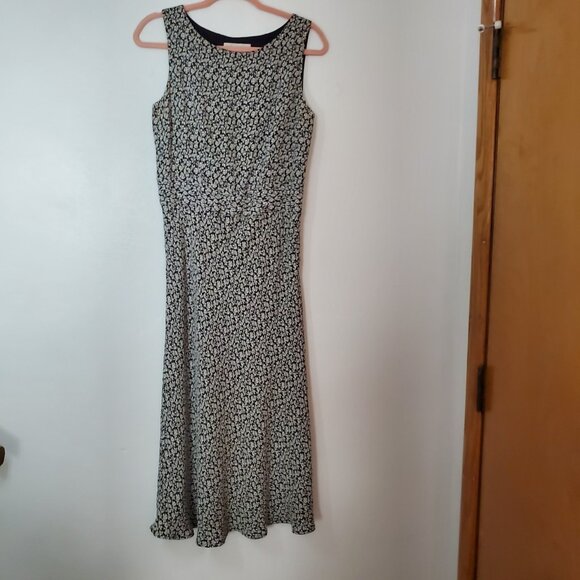 Casual Corner Dress Black Floral Size 8 Size Zip Lined - Picture 5 of 13